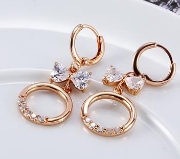35x14mm CZ BOW DANGLE EARRINGS